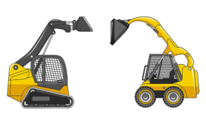 illustration of a track loader and a skid loader